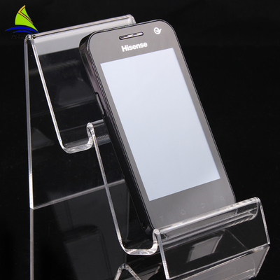 Soporte de acrílico del tenedor de la exhibición del teléfono móvil de la exhibición de acrílico transparente de la tienda