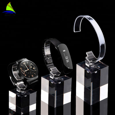 Soporte de exhibición de acrílico personalizado exhibición de acrílico del reloj de la tienda del OEM con el anillo de C