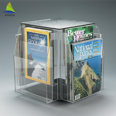 360 grados que giran claramente el tenedor de papel de acrílico del claro de la encimera de la exhibición