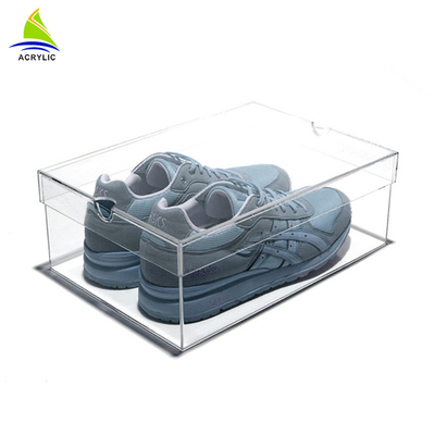 Caja de almacenamiento de acrílico clara por encargo del zapato con la cubierta Eco - amistoso