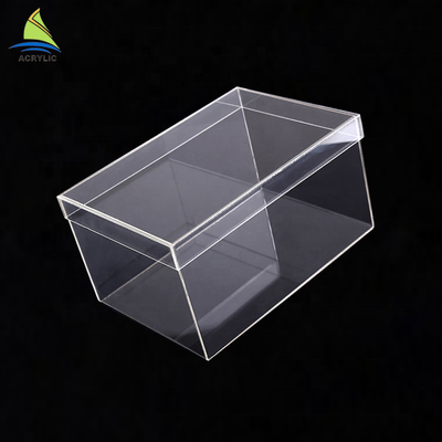 Caja de presentación de acrílico de la publicidad elegante moderna, caja de zapatos del acrílico del claro