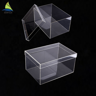 Caja de presentación de acrílico de la publicidad elegante moderna, caja de zapatos del acrílico del claro