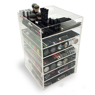 Caja de presentación de acrílico del maquillaje de 7 gradas con los cajones para el centro comercial