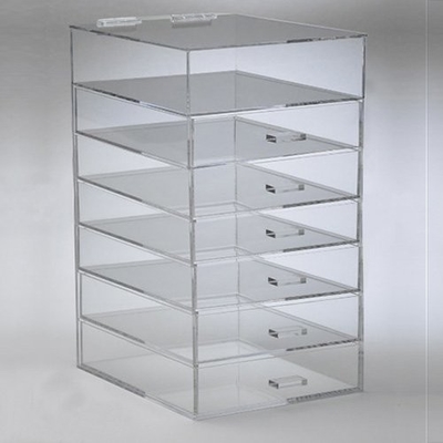 Caja de presentación de acrílico del maquillaje de 7 gradas con los cajones para el centro comercial