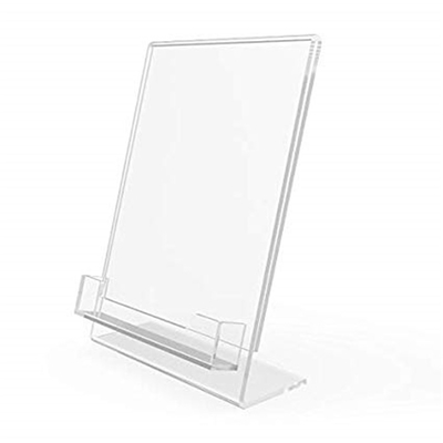 5&quot; X 7&quot; tenedor inclinado acrílico de la muestra del parte movible del plexiglás del lucite con el bolsillo de la tarjeta de visita
