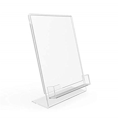 5&quot; X 7&quot; tenedor inclinado acrílico de la muestra del parte movible del plexiglás del lucite con el bolsillo de la tarjeta de visita