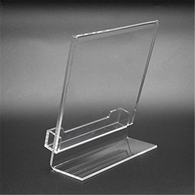 5&quot; X 7&quot; tenedor inclinado acrílico de la muestra del parte movible del plexiglás del lucite con el bolsillo de la tarjeta de visita