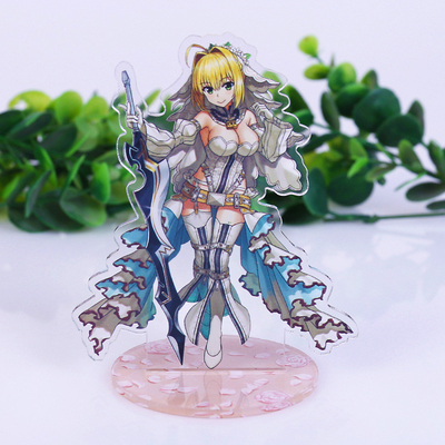 Figura de acrílico de encargo llavero de acrílico impreso del animado del espectador de pie de la vitrina de la encimera