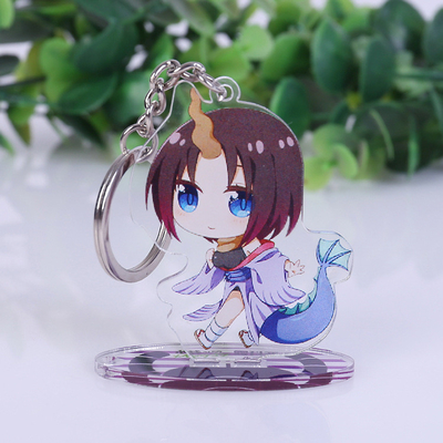 Figura de acrílico de encargo llavero de acrílico impreso del animado del espectador de pie de la vitrina de la encimera